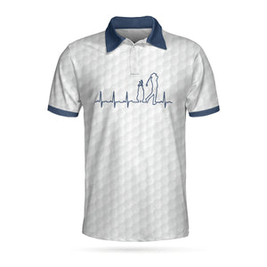 Heartbeat Golfer White And Navy Golf Polo Shirt For Men