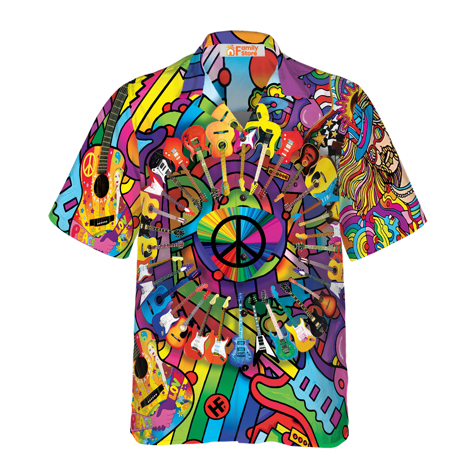 Hippie Colorful Guitars - Hawaiian Shirt