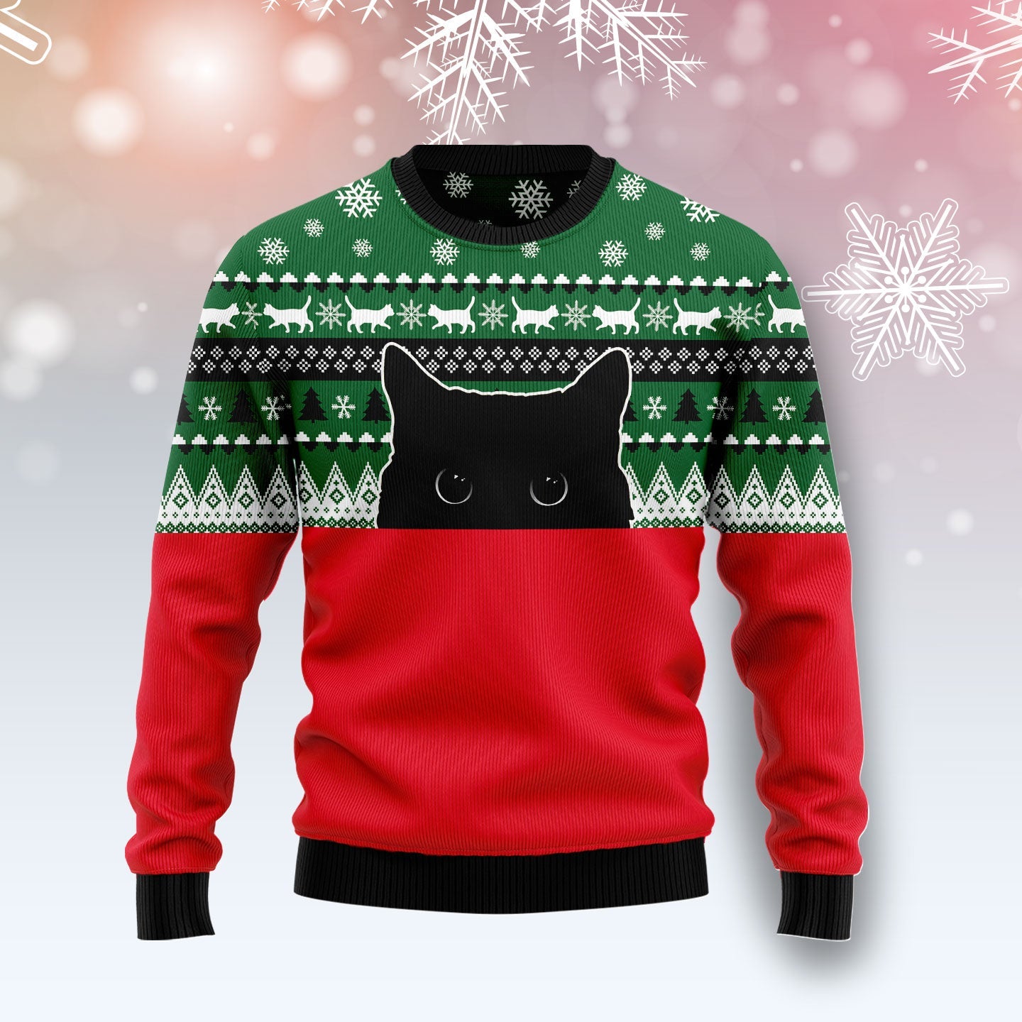 Meow Meow Black Cat Christmas Funny Ugly Sweater