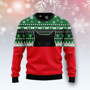 Meow Meow Black Cat Christmas Funny Ugly Sweater