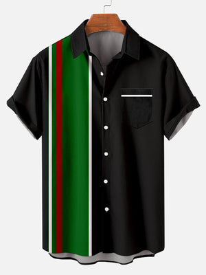 Christmas Striped Black Green - For Men And Women - Hawaiian Shirt