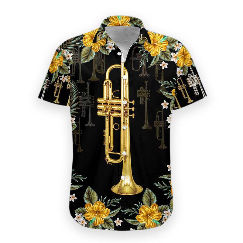 Trumpet And Yellow Flowers - Hawaiian Shirt