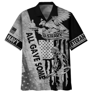 Black Eagle With Soldier All Gave Some U.S Navy Veteran - Hawaiian Shirt