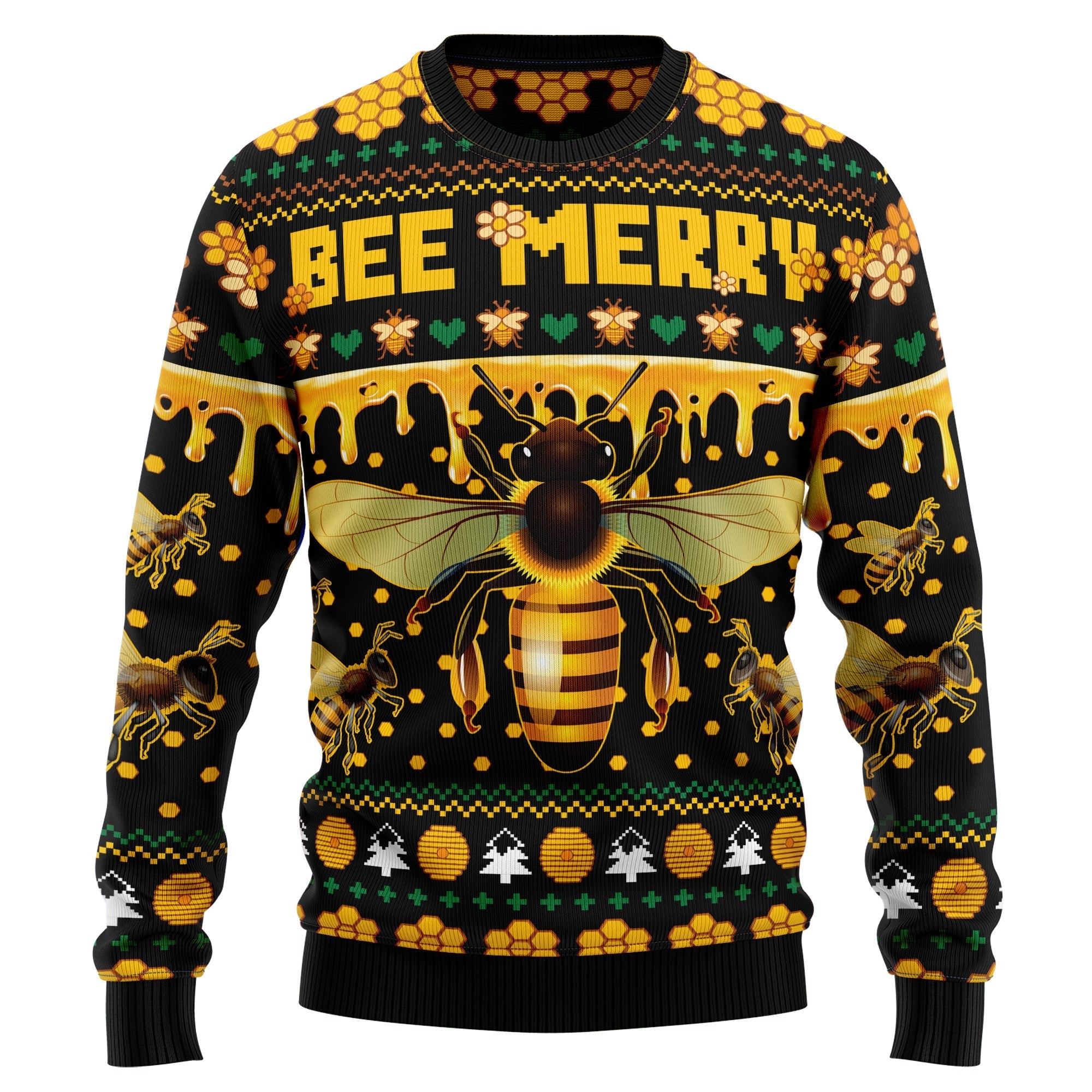 Bee Merry LIght Yellow Ugly Christmas Sweater