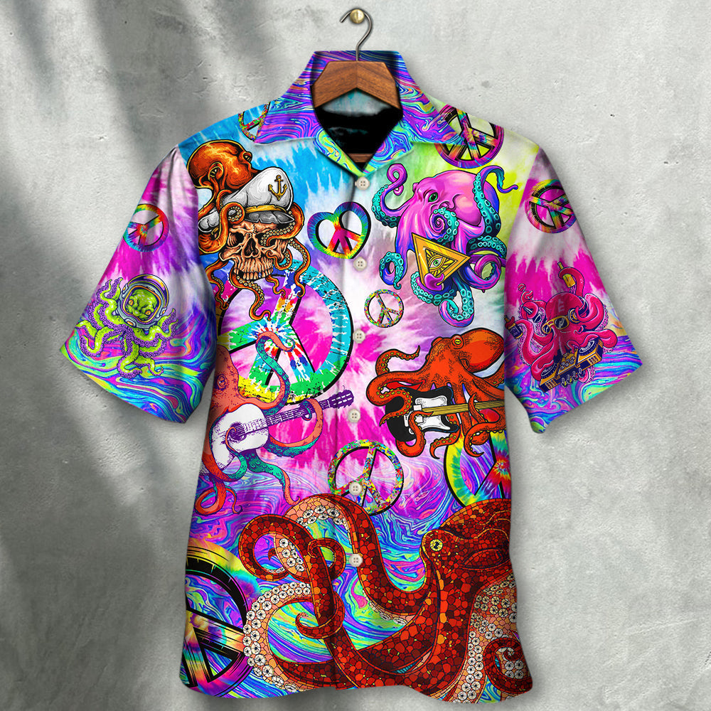 Hippie Funny Octopus Colorful Happy Tie Dye Art Style - Hawaiian Shirt