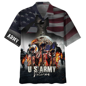 Army Us War Eagle And Veteran - Hawaiian Shirt