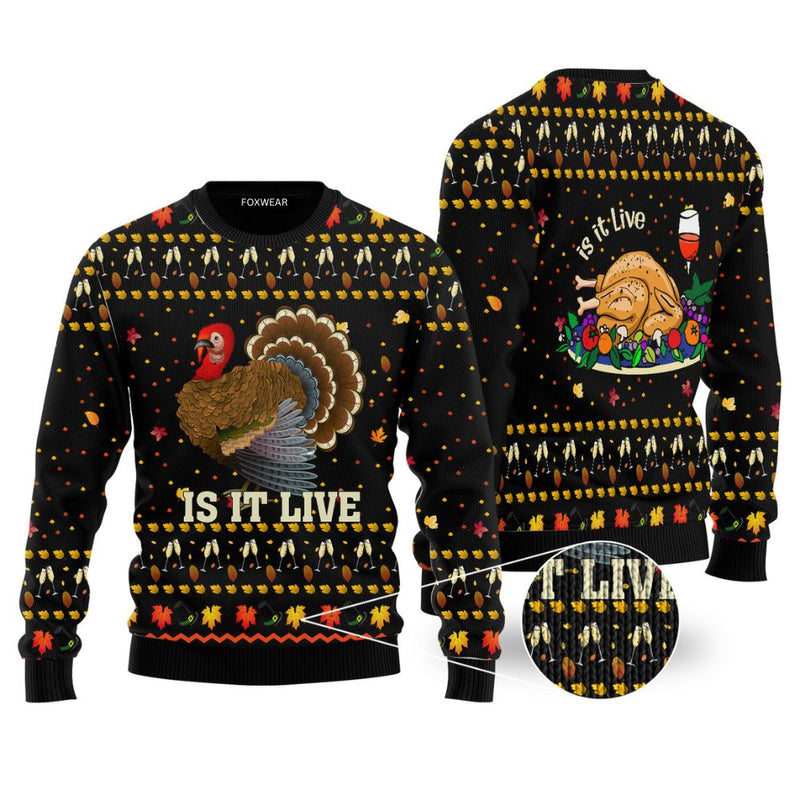 Thanksgiving Chicken It Is Live Black Ugly Christmas Sweater For Men & Women