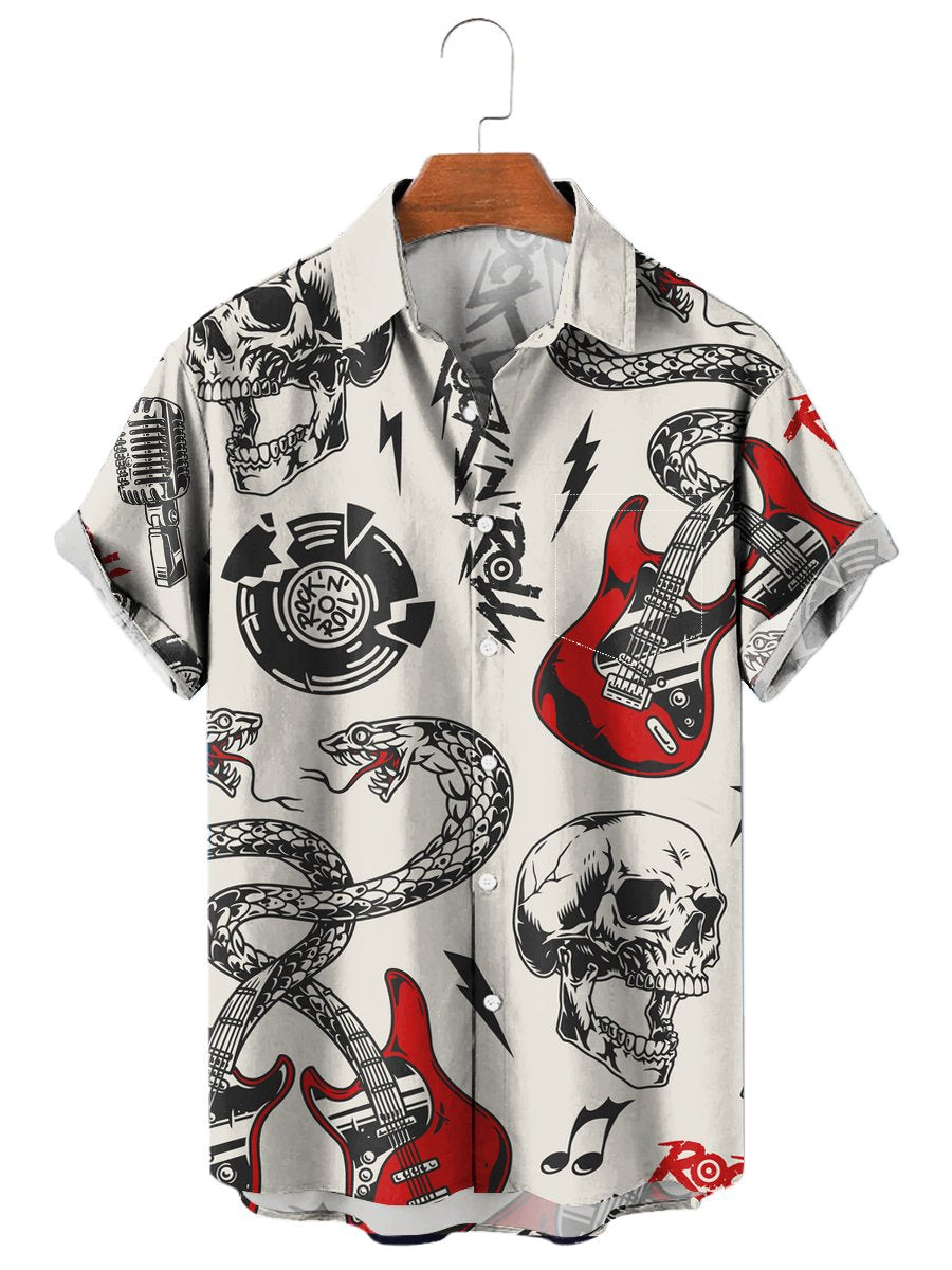 Music Skull Love Style Guitar - Hawaiian Shirt