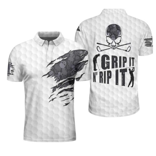 Grip It N Rip It Golf Skull Polo Shirt For Men