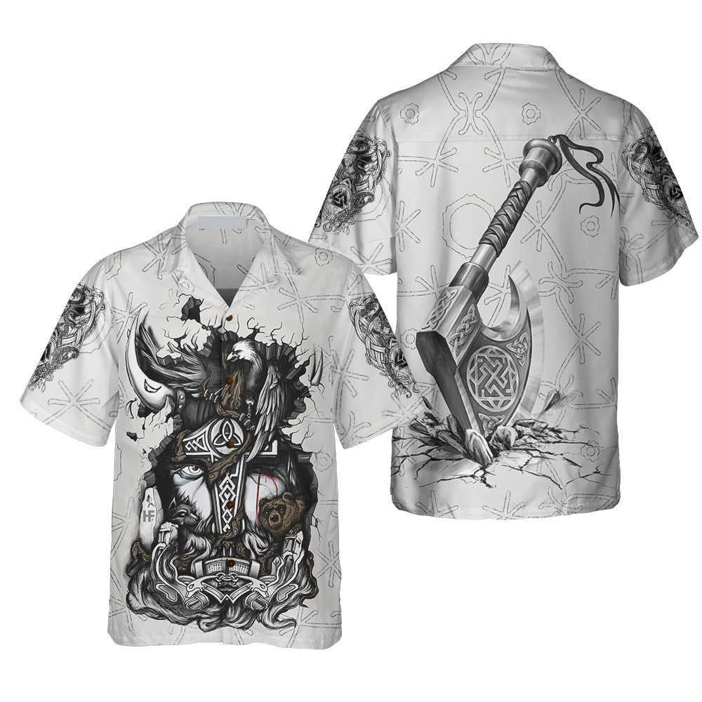 Viking Tattoo Odin White - Hawaiian Shirt