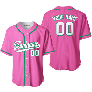 Personalized White Neon Green And Pink Baseball Tee Jersey