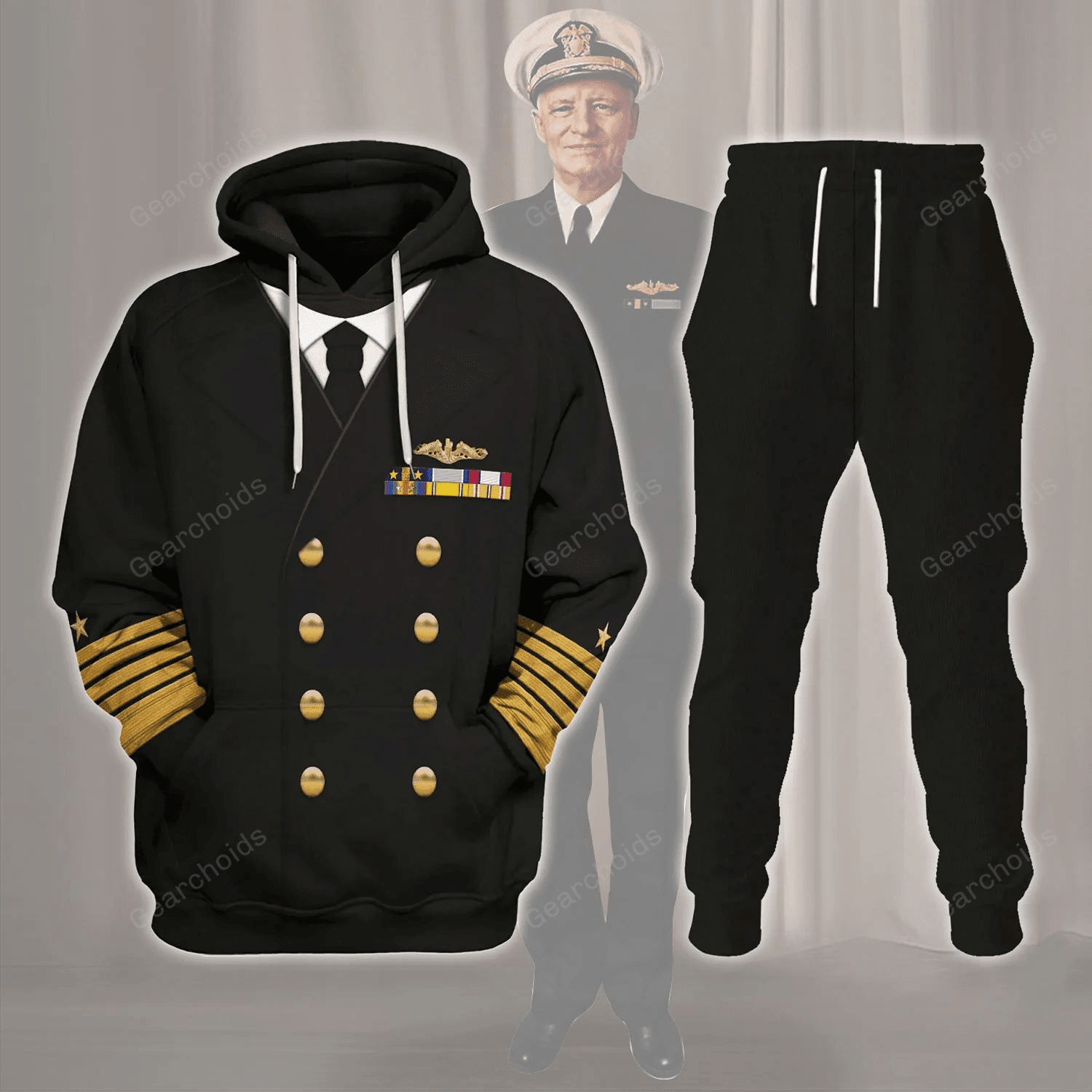 US Navy Fleet Admiral Chester W. Nimitz Costume Hoodie Sweatshirt Sweatpants