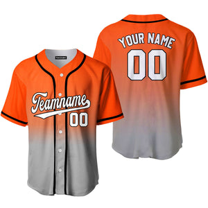 Personalized White Gray Orange Fade Fashion Baseball Tee Jersey