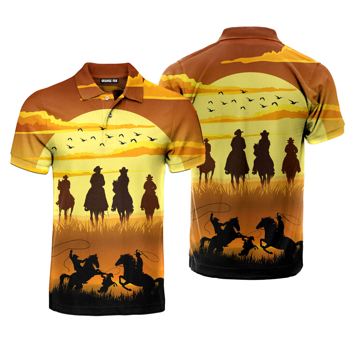 Horse Racing Team Roper Cowboy Polo Shirt For Men