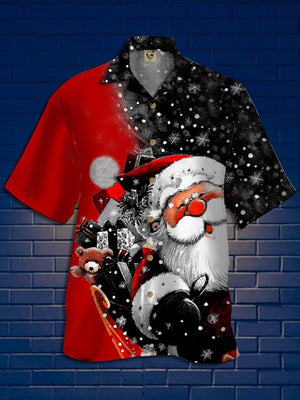 Christmas Big Size Santa With Gifts On A Swowy Day - Hawaiian Shirt