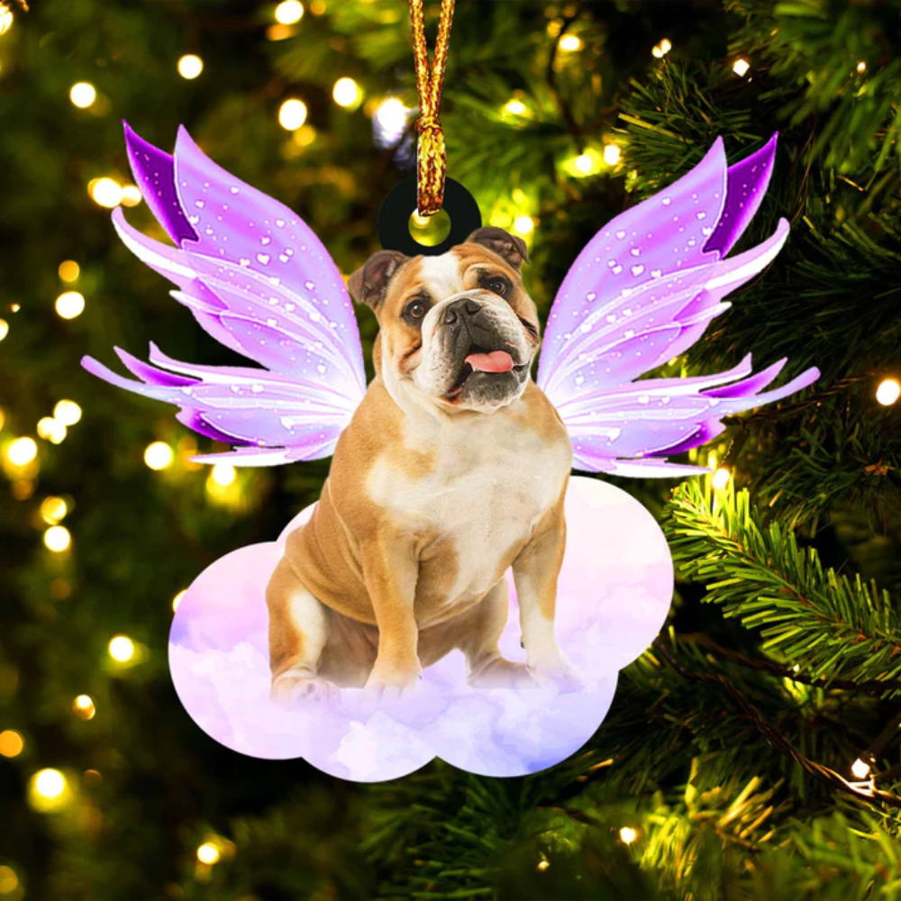 Bulldog And Wings Ornament - Gift For Dog Lover