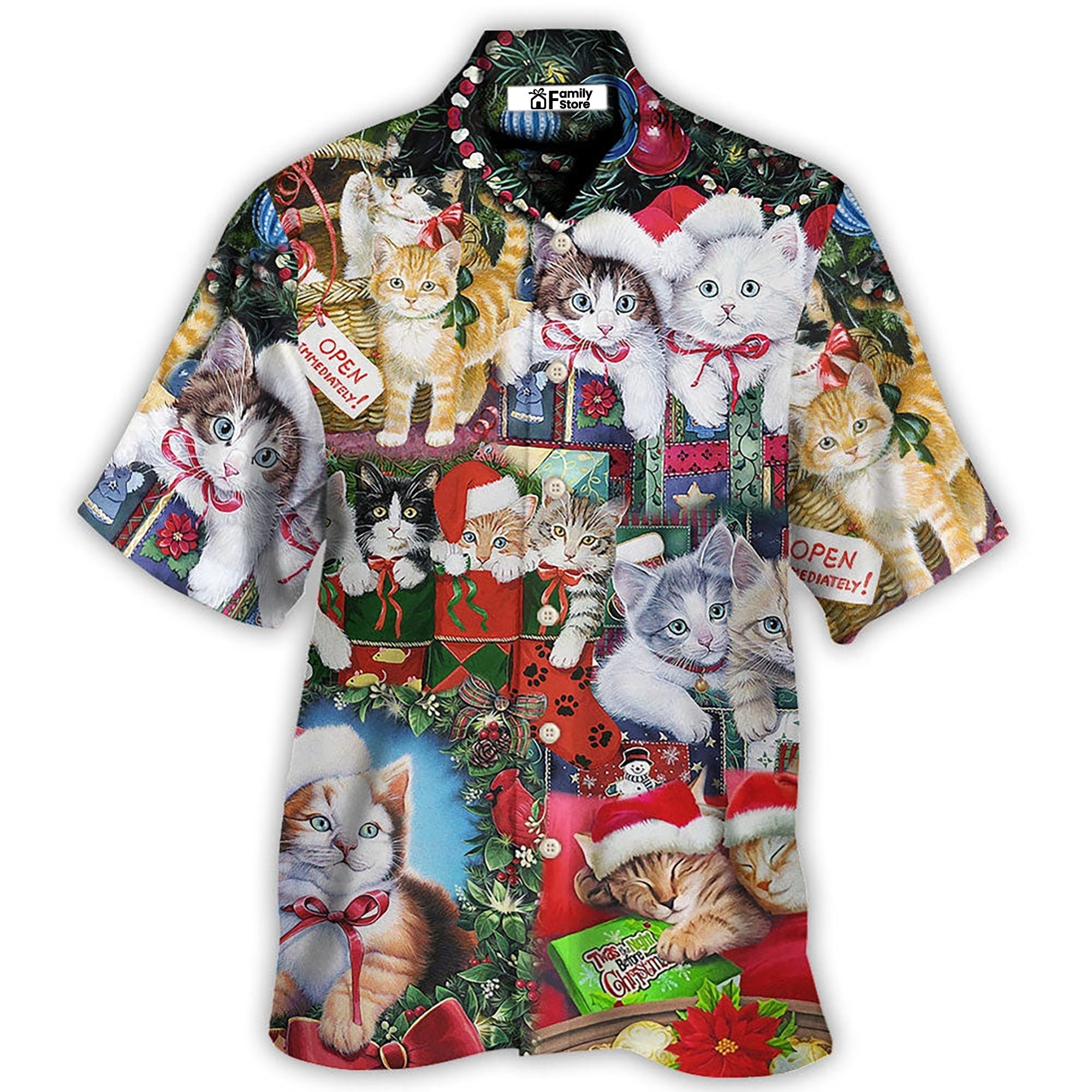 Cat Christmas Tree Merry Xmas - Gift For Men And Women -  Hawaiian Shirt