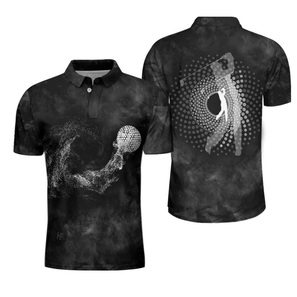 Classic Ball On Smoke Background Geometric Golf Polo Shirt For Men