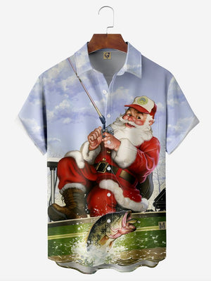 Christmas Santa Is Going Fishing - Hawaiian Shirt