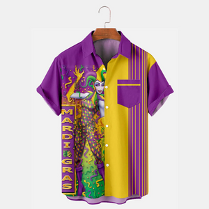 Funny Girl Wearing Mardi Gras Costume - Hawaiian Shirt