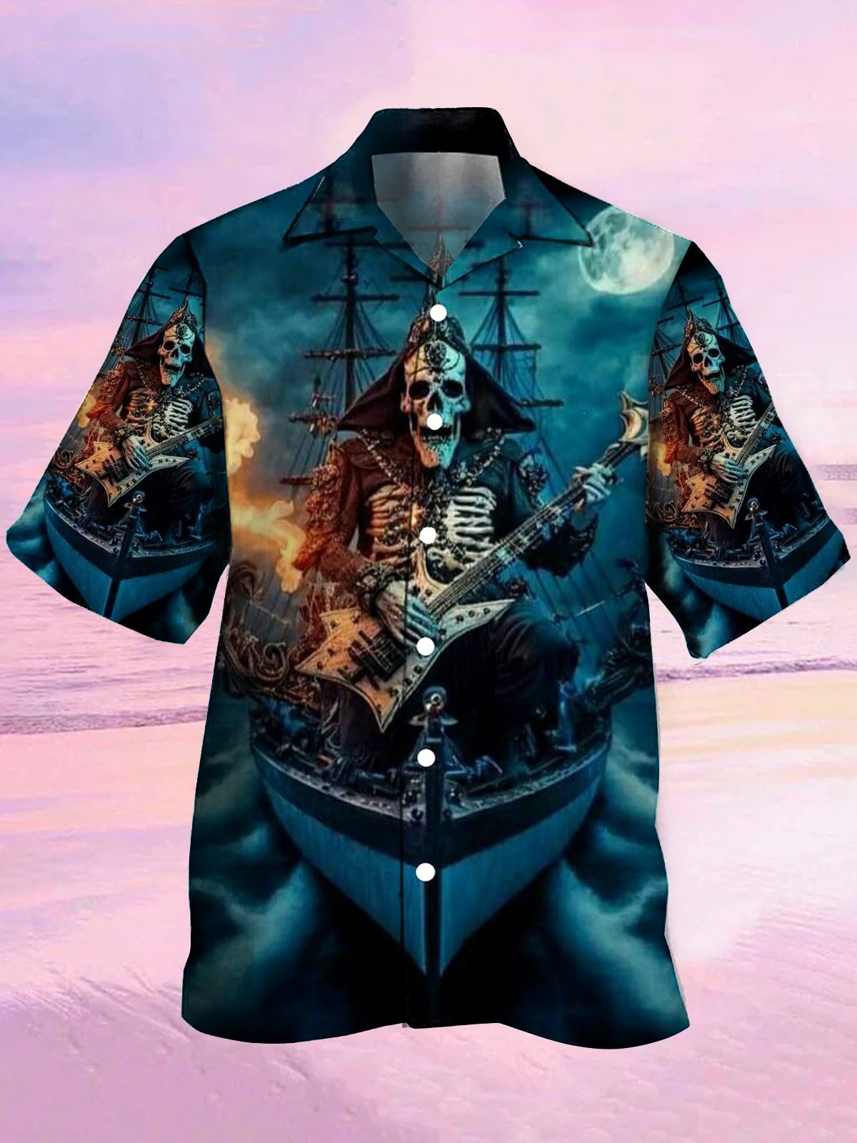 Casual Nautical Skull Love Music - Hawaiian Shirt