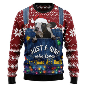 Just A Girl Who Loves Christmas And Cows Ugly Sweater