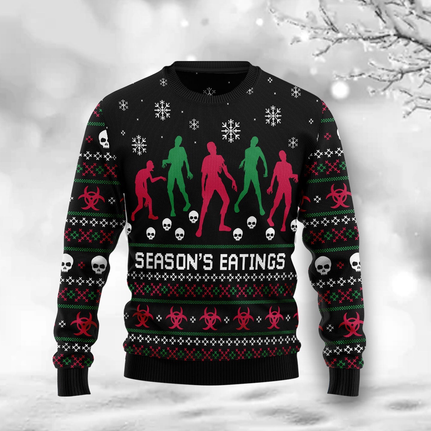 Zoombie Season Eatings Christmas Blue Ugly Sweater