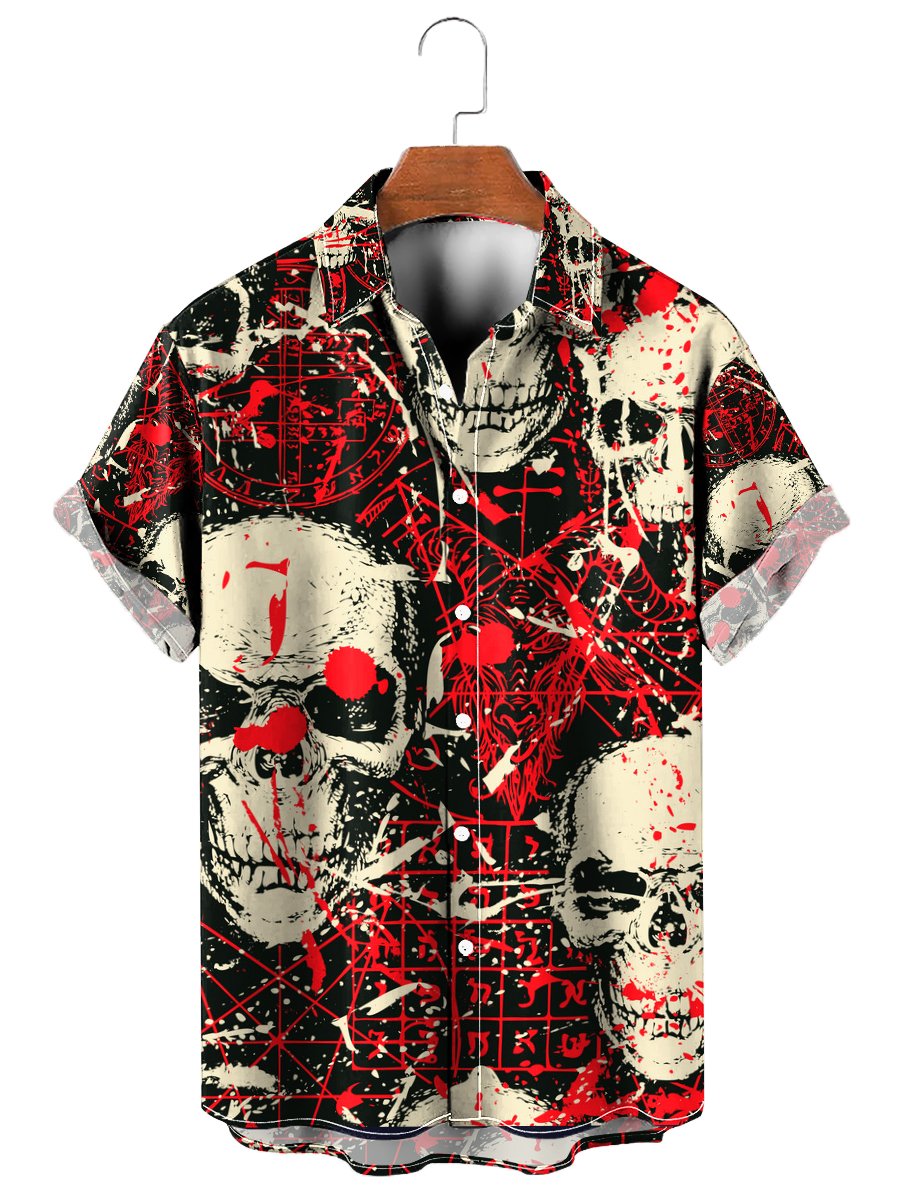 Vintage Sinister Skull Pattern - Hawaiian Shirt