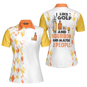 I Like Golf And Bourbon Yellow Orange Golf Polo Shirt