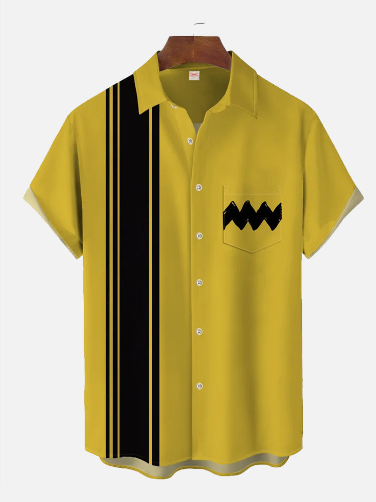 Yellow And Black Matching Art Stripe Costume - Hawaiian Shirt