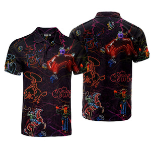 Cowboy Neon Colorful Polo Shirt For Men, Racing Lovers