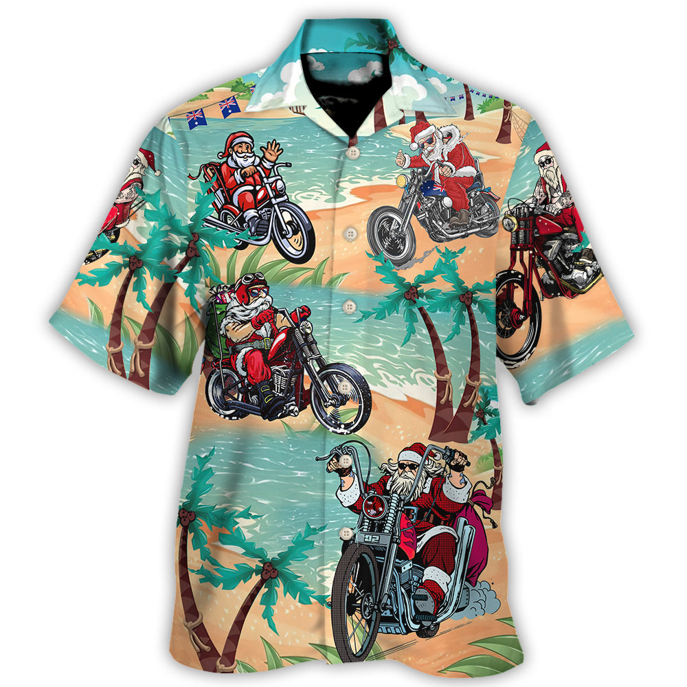 Christmas In July Driving With Santa Claus On Summer Beach - Hawaiian Shirt