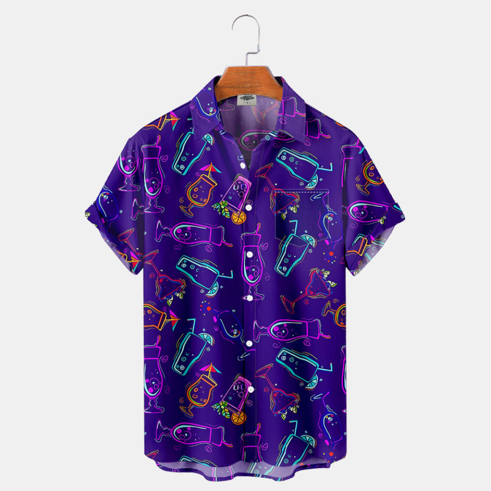 Mardi Gras Neon Light Cocktail - Hawaiian Shirt