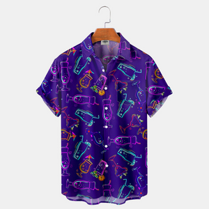 Mardi Gras Neon Light Cocktail - Hawaiian Shirt