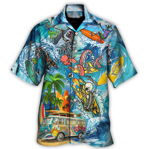 Hippie Live To Surf Skull Live Style - Hawaiian Shirt