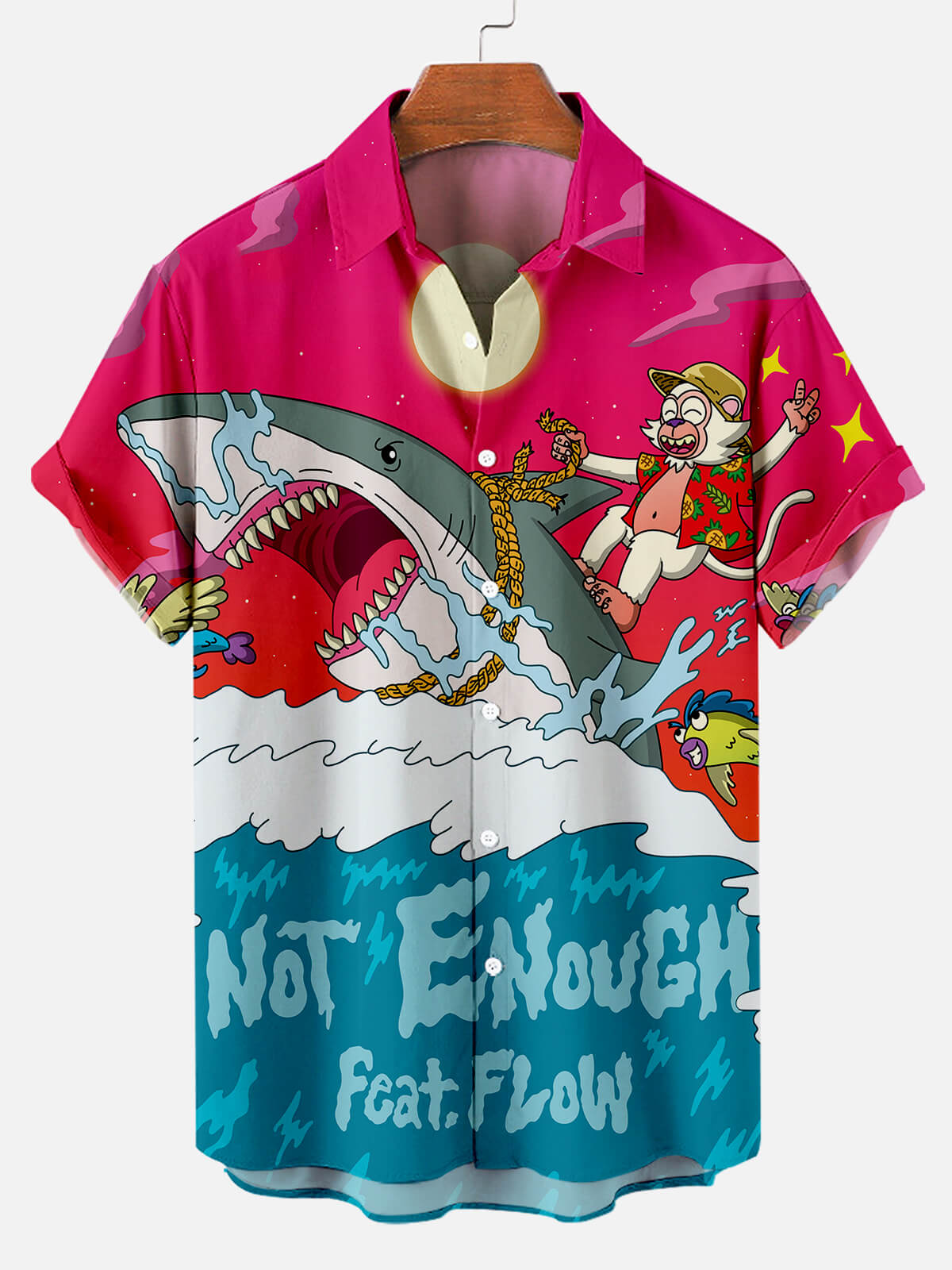 Not Enough Feat Flow Great White Shark - Hawaiian Shirt