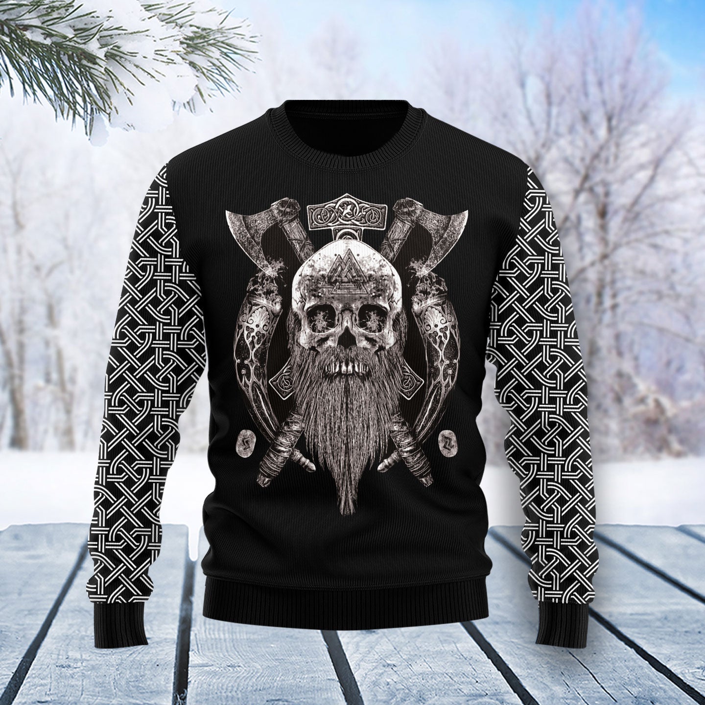 Viking My Side Christmas Funny Black Grey Ugly Sweater