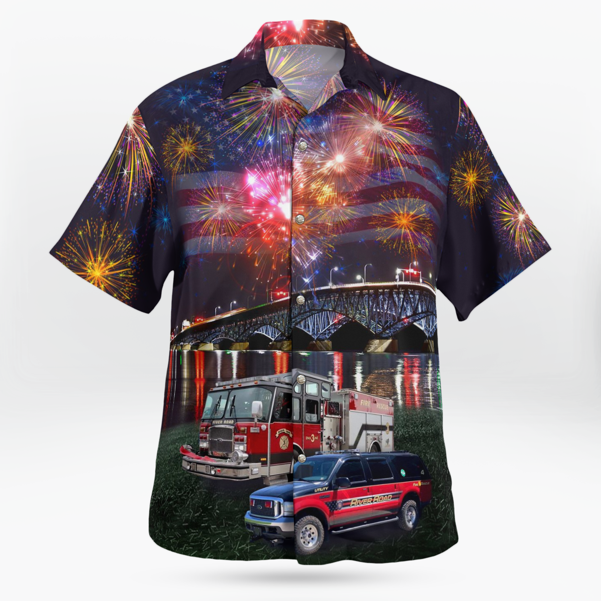 Town Of Tonawanda, New York, River Road Fire Co - Hawaiian Shirt