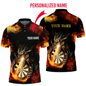 Custom Name Darts Dragon - Personalized Men Polo Shirt