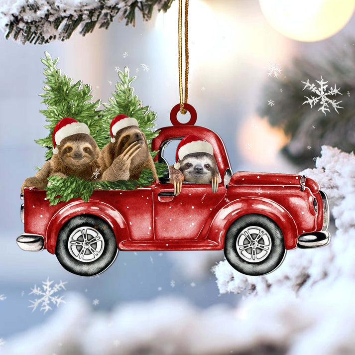 Sloth Red Car Ornament - Gift For Animal Lover