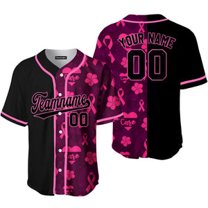 Personalized Breast Cancer Black Pink Baseball Tee Jersey