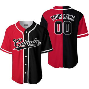 Personalized Canada Red Black White Baseball Tee Jersey