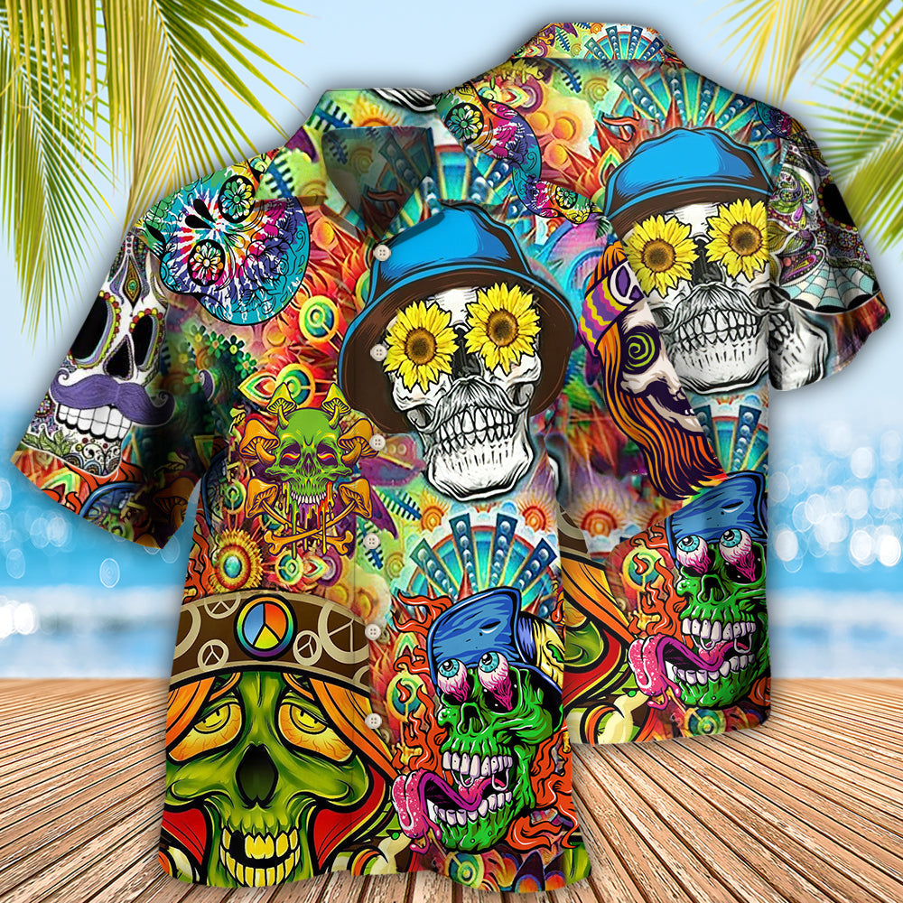 Hippie Skull Life Style Floral - Hawaiian Shirt