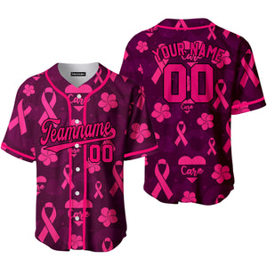 Personalized Pink Care Breast Cancer Pink Black Baseball Tee Jersey