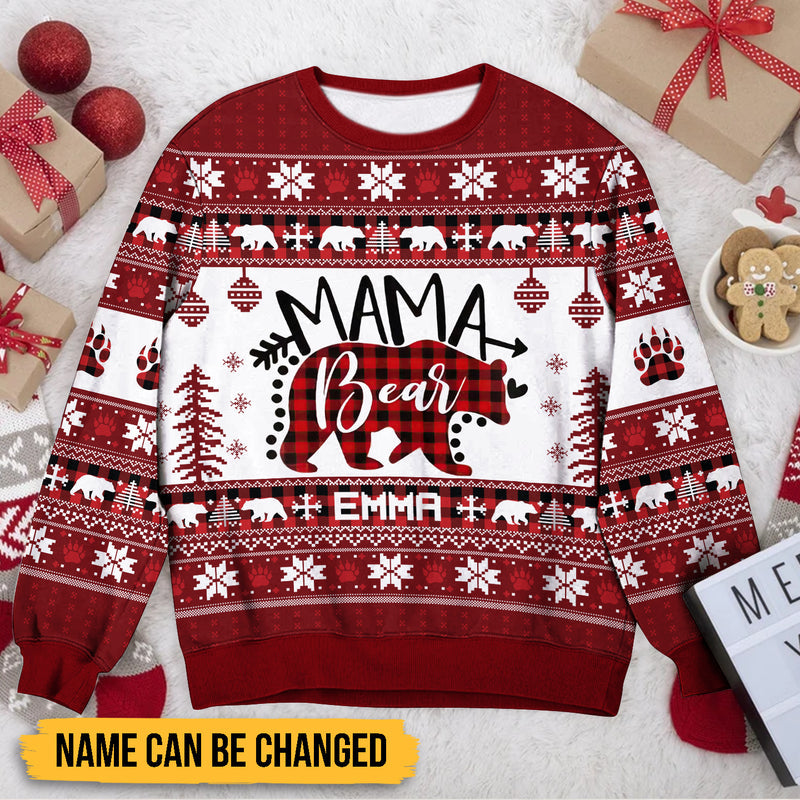 Personalized Mama Bear Ugly Sweater - Gift For Mom