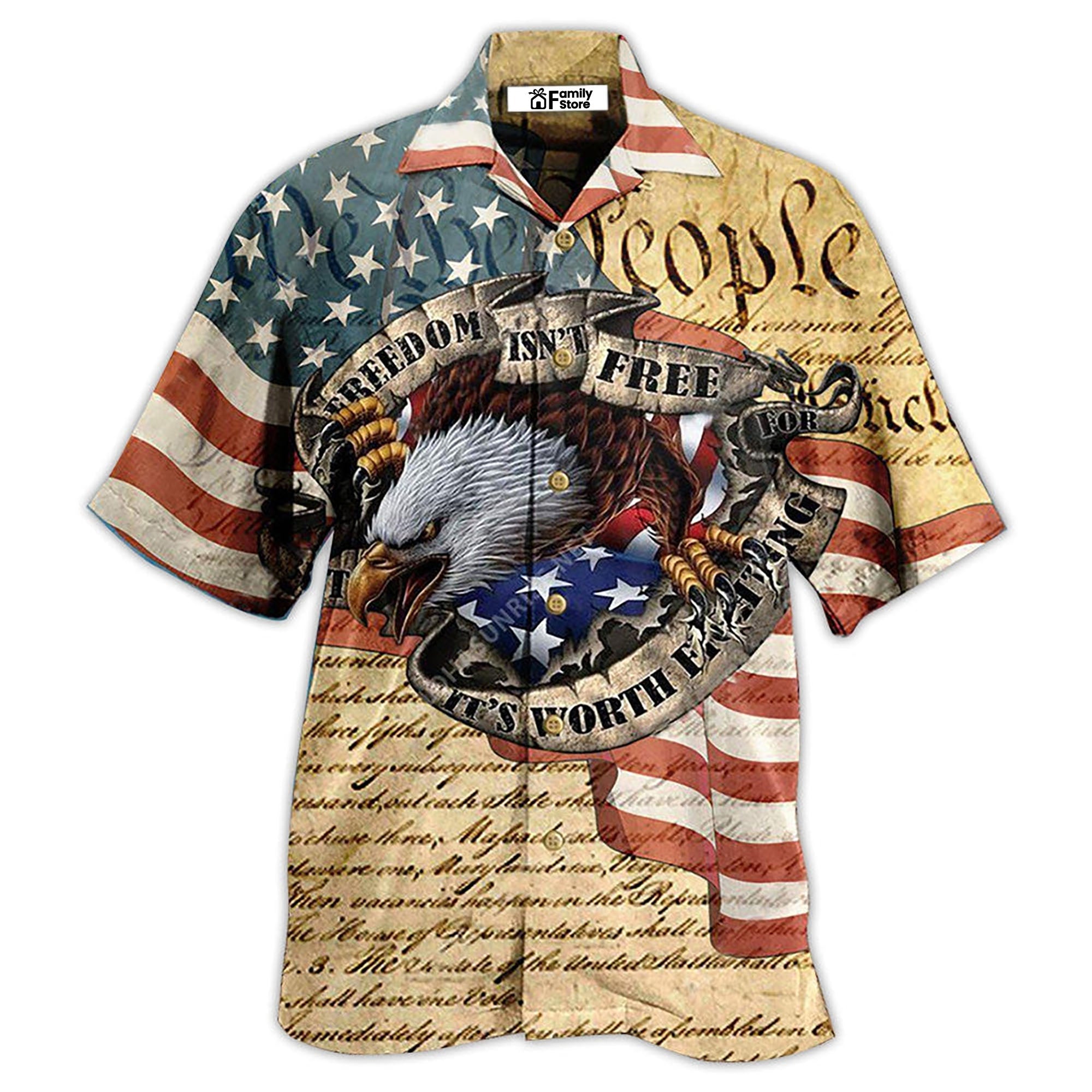 America Freedom Worth Fighting For America -  Hawaiian Shirt