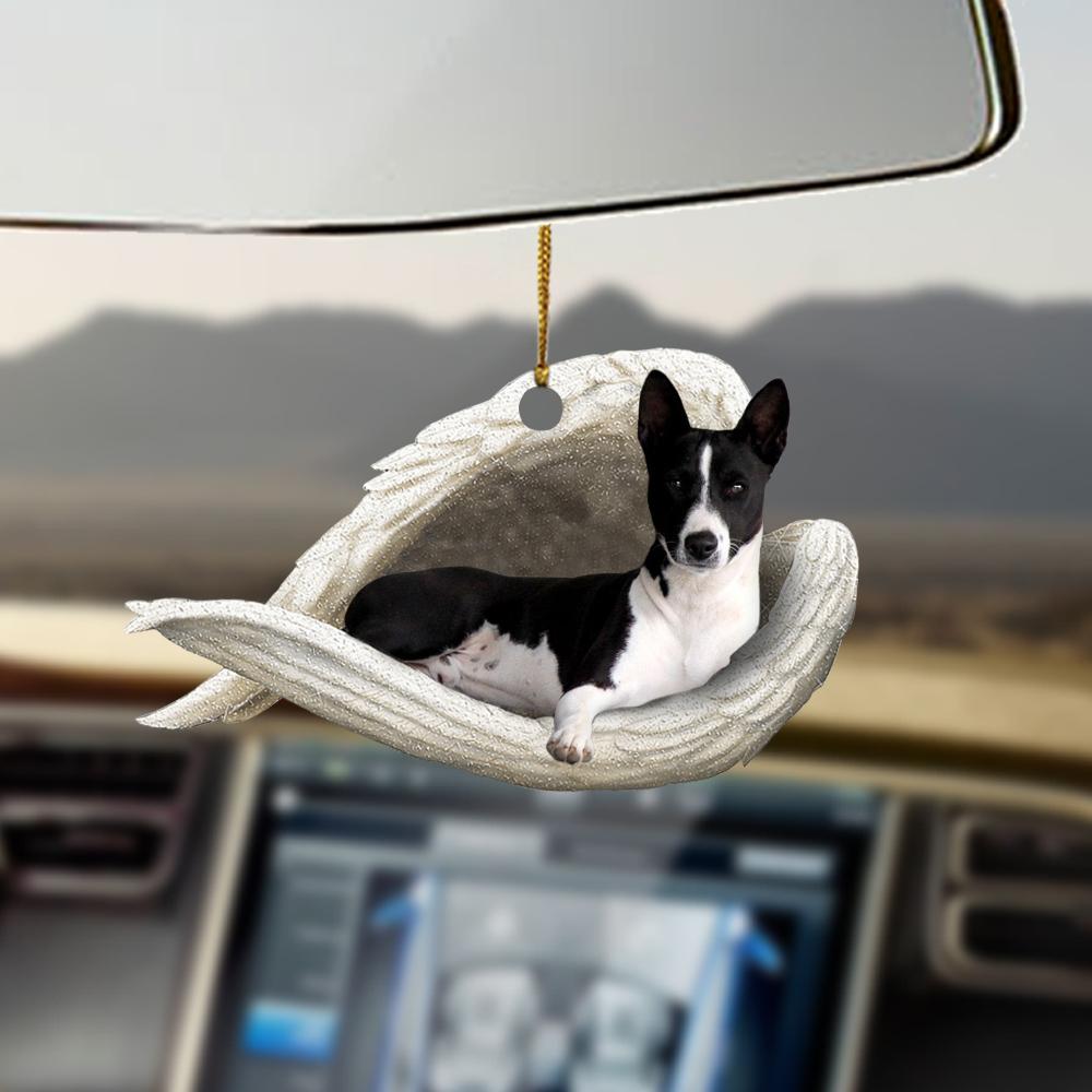 Black White Basenji Sleeping Angel Ornament - Gift For Dog Lover