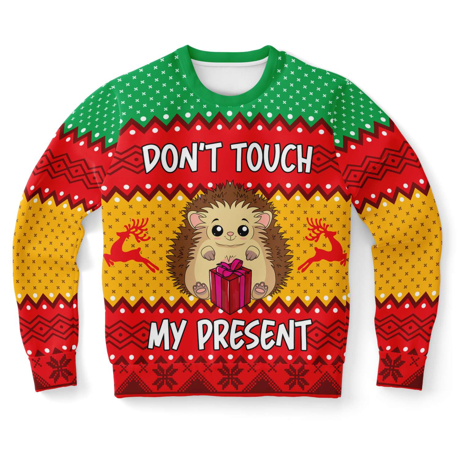 Hedgehog Don't Touch My Present Ugly Christmas Sweater