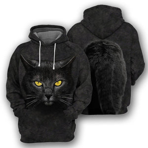 Black Cat All Over Print - Hoodie 