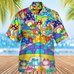 Hippie Frog Mushroom Hippie Colorful Art Peace - Hawaiian Shirt